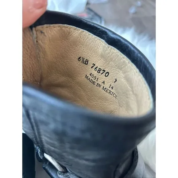 Frye Women's Phillip Harness Boots 6.5 B Black Leather Ankle Zip Motorcycle - Picture 4 of 7